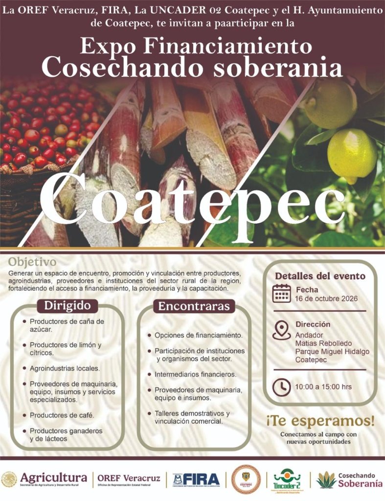 Anuncian Expo Financiamiento para productores rurales en Coatepec